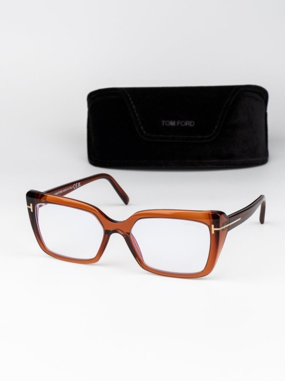 Tom Ford Women Eyeglasses Brown Rectangular FT5991-B 048 NEW AUTHENTIC